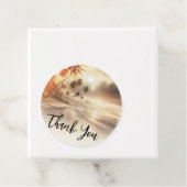 Palm Trees Kuststrand Ocean Sunrise Bruiloft Bedankjes Labels (In situ)