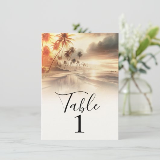 Palm Trees Kuststrand Zonsopgang Tafelnummer (Staand voorkant)
