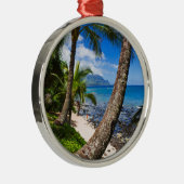 Palm Trees langs Hideaways Beach Metalen Ornament (Rechts)
