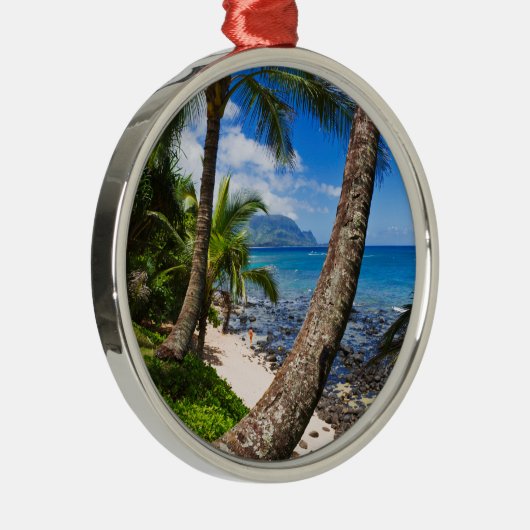 Palm Trees langs Hideaways Beach Metalen Ornament (Rechts)