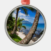 Palm Trees langs Hideaways Beach Metalen Ornament (Voorkant)