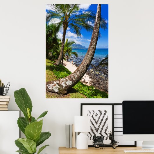 Palm Trees langs Hideaways Beach Poster (Thuiskantoor)