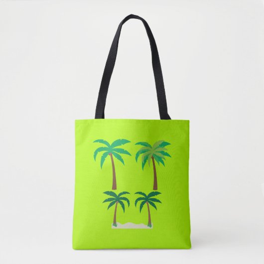 Palm Trees, Lime Green Summer Tote Bag (Voorkant)