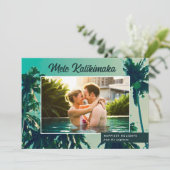 Palm Trees Mele Kalikimaka Horizontale Foto Feestdagenkaart (Staand voorkant)