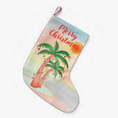 Palm Trees Merry Kerstmis stoppen Kleine Kerstsok (Voorkant (Hangend))