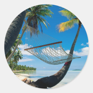 Palm Trees met Hammock Ronde Sticker