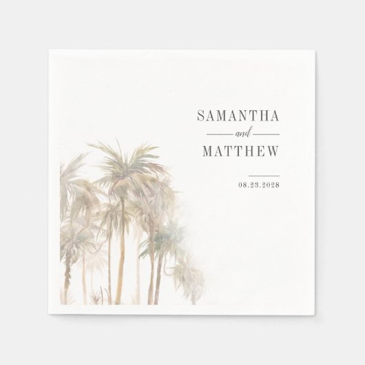 Palm Trees Modern Minimalist Wedding Servet (Voorkant)