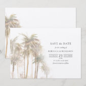 Palm Trees Modern Tropical Save The Date (Voorkant / Achterkant)