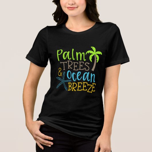 'Palm Trees & Ocean Breeze' tropische zomer Tri-Blend Shirt (Voorkant)
