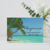Palm Trees Ocean Destination Wedding RSVP Kaartje (Staand voorkant)