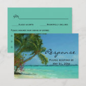 Palm Trees Ocean Destination Wedding RSVP Kaartje (Voorkant / Achterkant)