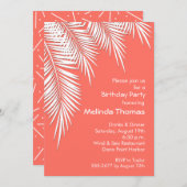 Palm Trees on Living Coral Birthday Invitations (Voorkant / Achterkant)