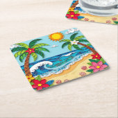 Palm Trees on the Beach  Kartonnen Onderzetters (Schuin)