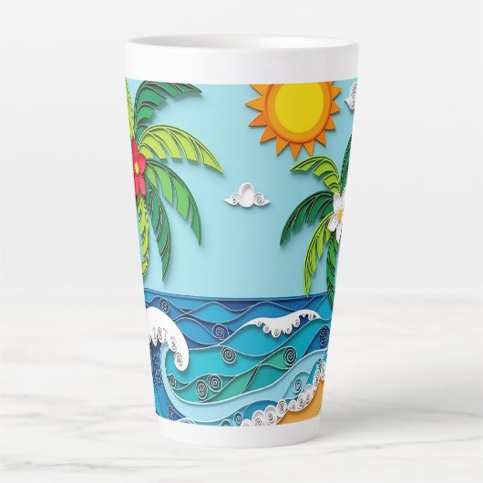 Palm Trees on the Beach  Latte Mok (Voorkant)