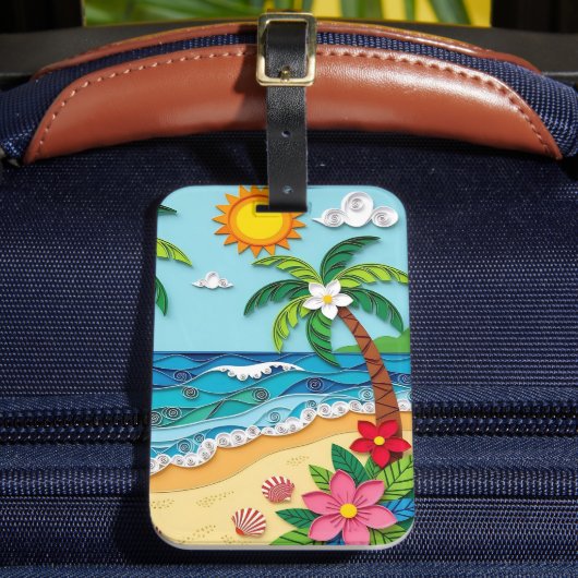 Palm Trees on the Beach Personalized Bagagelabel (Voorkant Insitu 2)