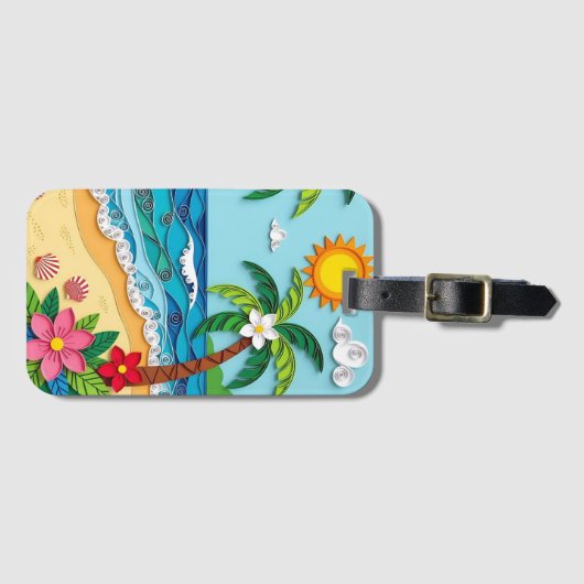 Palm Trees on the Beach Personalized Bagagelabel (Voorkant (horizontaal))