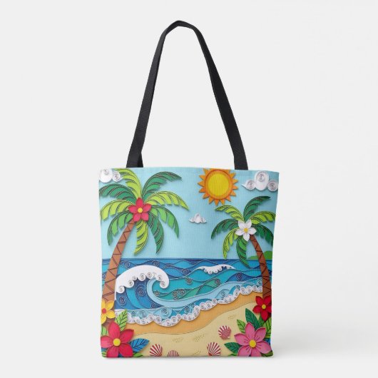 Palm Trees on the Beach Personalized Tote Bag (Achterkant)