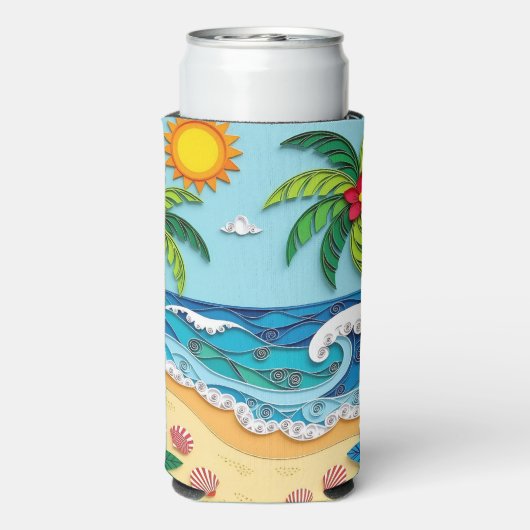 Palm Trees on the Beach  Seltzer Blikjeskoeler (Seltzer Achterkant)