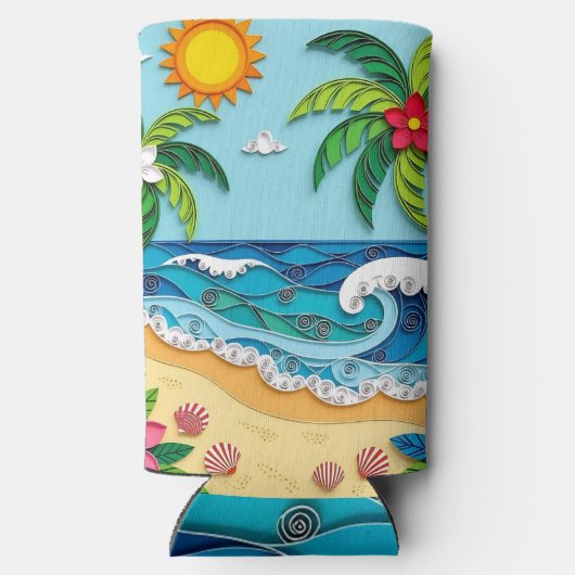 Palm Trees on the Beach Seltzer Blikjeskoeler (Achterkant)