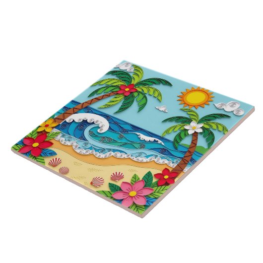 Palm Trees on the Beach Tegeltje (Zijkant)