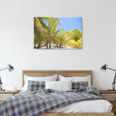 Palm Trees op een Honduras White Sand Beach Canvas Afdruk (Insitu (Slaapkamer))