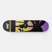 Palm Trees Paars Black Pattern Skateboard (Horizontaal)
