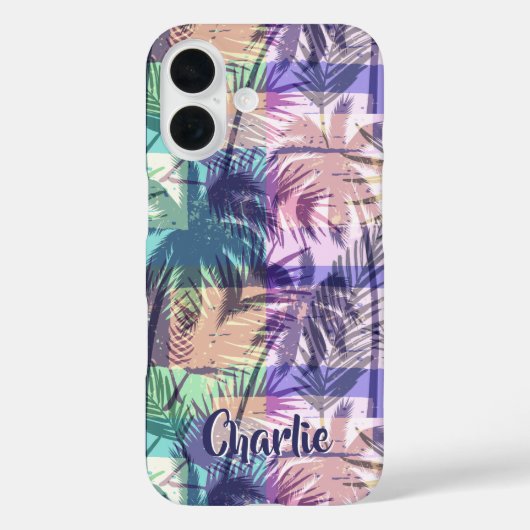 Palm Trees Patroon aangepaste naam telefoonhoesjes Case-Mate iPhone Case (Achterkant)