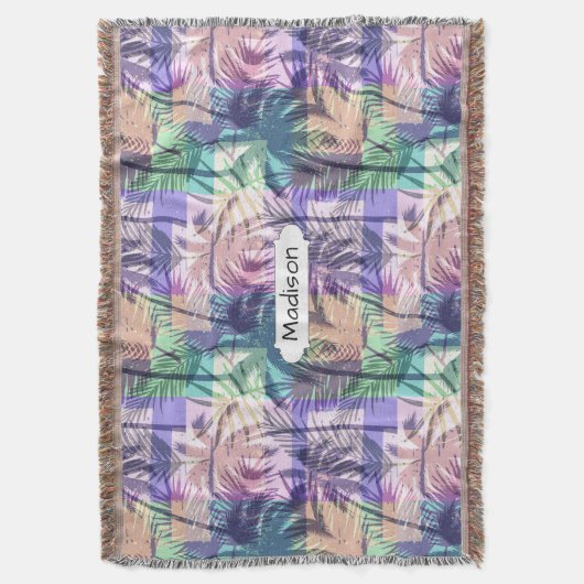 Palm Trees Pattern, aangepaste naam gooit deken (Voorkant Verticaal)