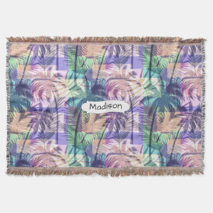 Palm Trees Pattern, aangepaste naam gooit deken