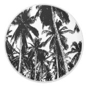 Palm Trees Pattern in Black and White. Keramische Knop (Voorkant)
