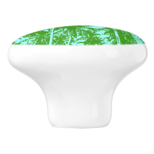 Palm Trees Pattern in Green and Blue. Keramische Knop (Zijkant)