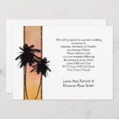 Palm Trees Peach Yellow Ombre Reception slechts Kaart (Voorkant / Achterkant)