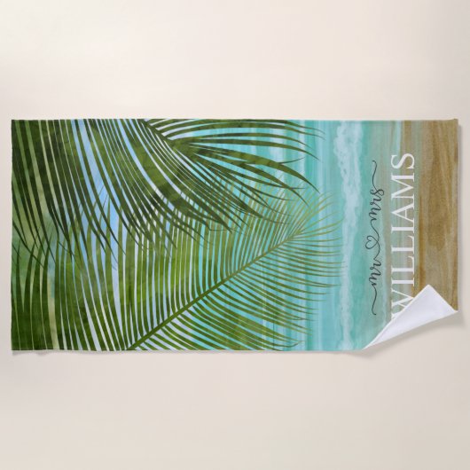 Palm Trees Personalized Beach Towel Strandlaken (Voorkant)