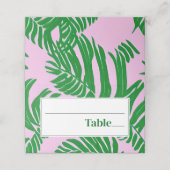Palm Trees Pink + Green Modern Beach Wedding Plaatskaartje (Buitenkant ongevouwen)
