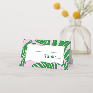 Palm Trees Pink + Green Modern Beach Wedding Plaatskaartje
