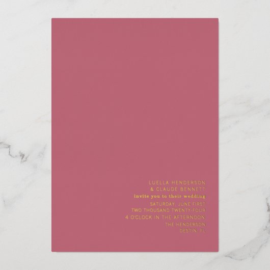 Palm Trees Pink Wedding Folie Folie Uitnodiging (Voorkant)