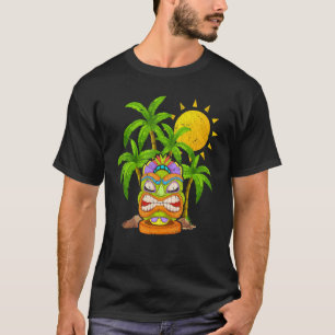 Palm Trees Polynesiaanse Tiki Masker Hawaiian Stat T-shirt