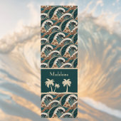 Palm Trees Polynesian Waves Vintage Beach Monogram Yogamat
