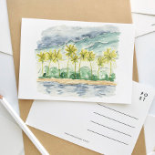 Palm Trees Santa Barbara Beach Waterverf Travel Uitnodiging Briefkaart