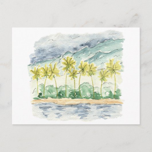 Palm Trees Santa Barbara Beach Waterverf Travel Uitnodiging Briefkaart (Voorkant)