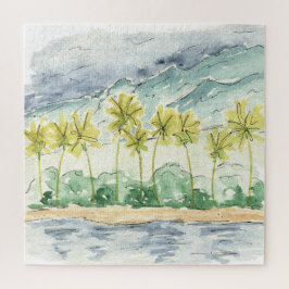 Palm Trees Santa Barbara Californische Waterverf Legpuzzel