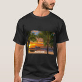 Palm Trees Sea Sunset Hammock Beach Shore Ship T-shirt (Voorkant)