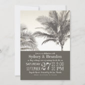 Palm Trees Sepia Typography Wedding Kaart (Voorkant)