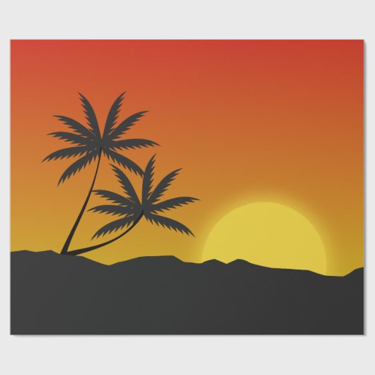 Palm Trees Silhouette en Tropical Sunset Cadeaupapier (Vlak)