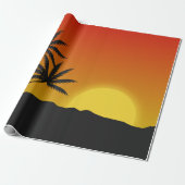 Palm Trees Silhouette en Tropical Sunset Cadeaupapier (Uitgerold)