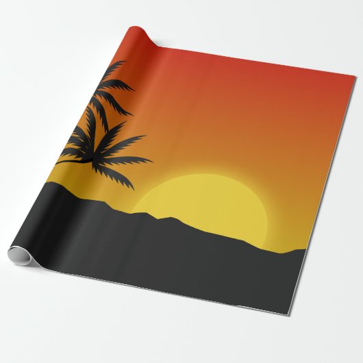 Palm Trees Silhouette en Tropical Sunset Cadeaupapier (Uitgerold)