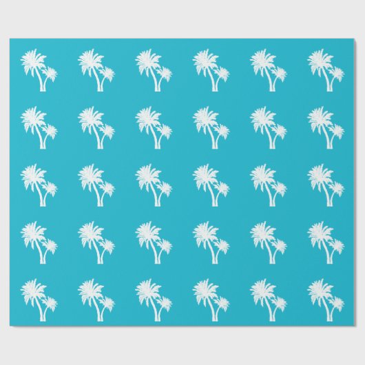Palm Trees Silhouette Pattern Aqua Blue Cadeaupapier (Vlak)