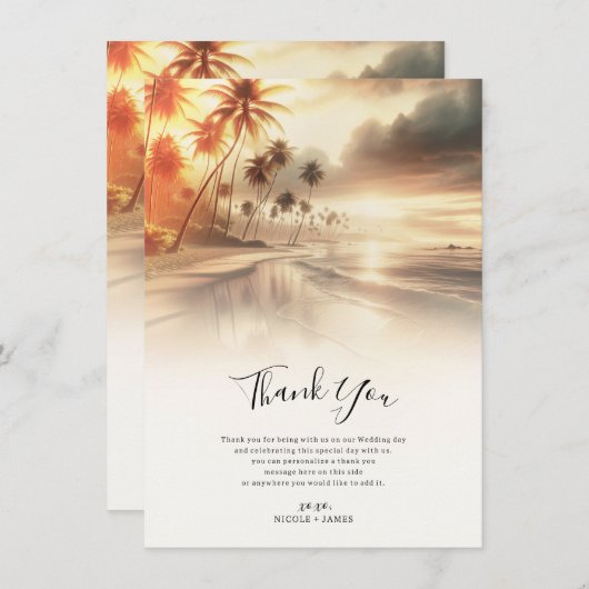 Palm Trees & Sinaasappel Sunset Beach Bruiloft Dan Kaart (Voorkant / Achterkant)