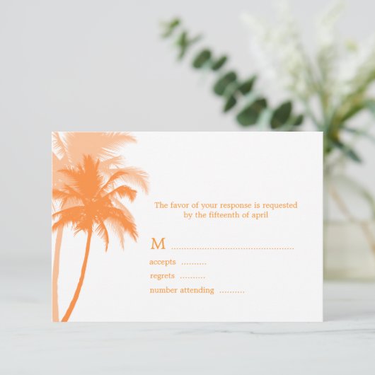 Palm Trees Strand Bruiloft Reactie Kaarten RSVP Kaartje (Staand voorkant)