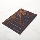 Palm Trees Strand Huwelijk Roze Goud Folie Uitnodiging (Gedraaid)